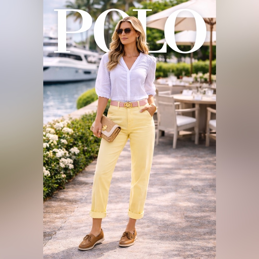 NWT Y2K Polo Jeans Co Ralph Lauren Butter Yellow High Rise Pants Preppy Size 10